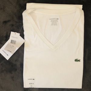4XL BRAND NEW LACOSTE SHORT-SLEEVE SHIRT W/ V-NECK